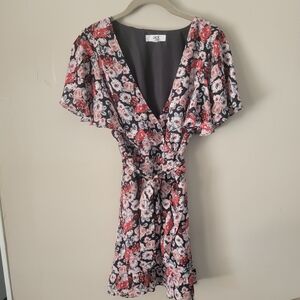 Jack by BB Dakota Floral Mini Dress - Red and Black